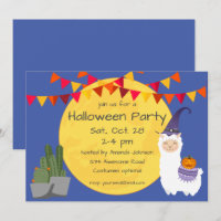 Invitation de la fête de Llama Halloween