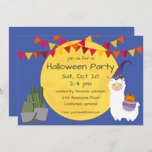 Invitation de la fête de Llama Halloween
