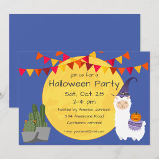 Invitation de la fête de Llama Halloween