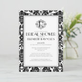Invitation de la Fête de l'mariée Damask Monogramm (Debout devant)