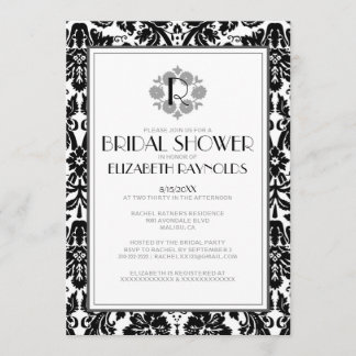 Invitation de la Fête de l'mariée Damask Monogramm