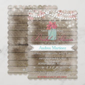 Invitation de la Fête de l'mariée de Mason Jar rus (Devant / Derrière)