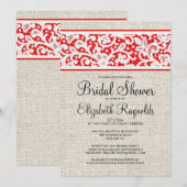 Invitation de la Fête de l'mariée de toile rouge n (Devant / Derrière)