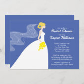 Invitation de la Fête de l'mariée des épouses bleu (Devant / Derrière)