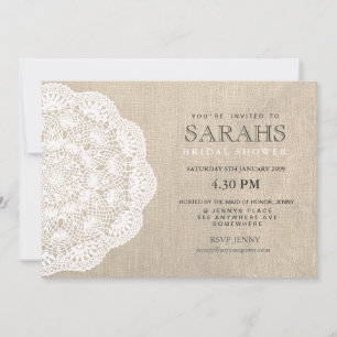 Invitation de la Fête de l'mariée Lace Doily et Bu