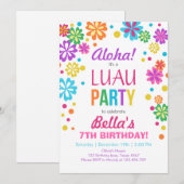 Invitation de la fête de Luau Anniversaire tropica (Devant / Derrière)