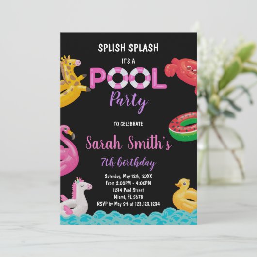 Invitation de la fête de natation d'été modifiable (Debout devant)