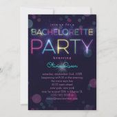 Invitation de la fête de Neon Bachelorette brillan (Devant)