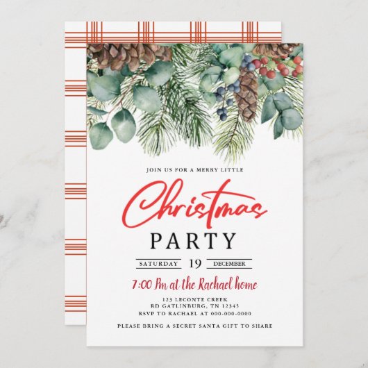 Invitation de la fête de Noël (Devant / Derrière)