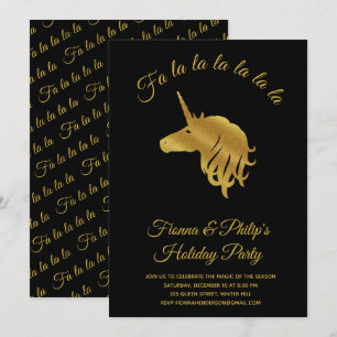 Invitation de la fête de Noël de la licorne magiqu