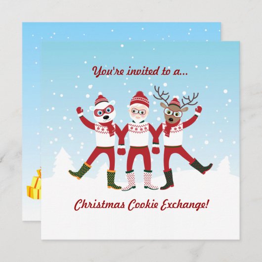 Invitation de la fête de Noël des amis (Devant / Derrière)