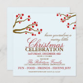 Invitation de la fête de Noël des baies rouges (Devant / Derrière)