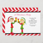 Invitation de la fête de Noël des petits elfes (Devant / Derrière)