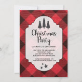 Invitation de la fête de Noël en buffle rouge et n (Devant)