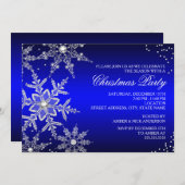 Invitation de la fête de Noël en cristal bleu (Devant / Derrière)