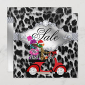 Invitation de la fête de Noël Léopard Blanc Noir (Devant / Derrière)