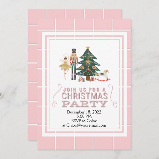 Invitation de la fête de Noël Nutcracker (Devant / Derrière)