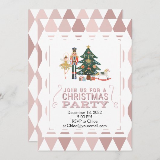 Invitation de la fête de Noël Nutcracker (Devant / Derrière)