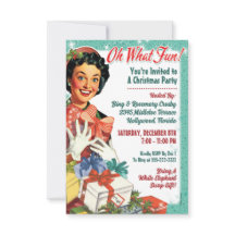 Invitation de la fête de Noël Retro Gal - Oh What