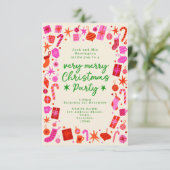 Invitation de la fête de Noël rose et rouge (Debout devant)