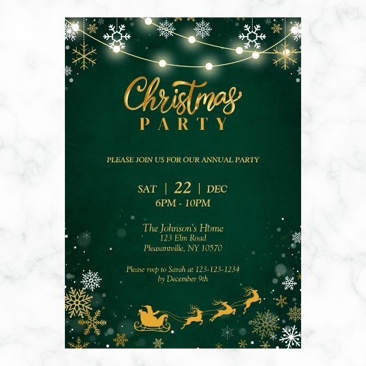 Invitation de la fête de Noël | Snowflakes et Père