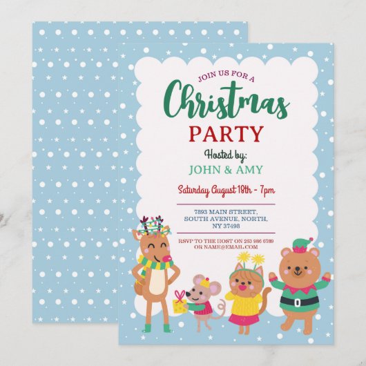 Invitation de la fête de Noël Teddy Bear Reindeer (Devant / Derrière)