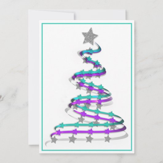 Invitation de la fête de Noël Turquoise et Orchidé (Dos)