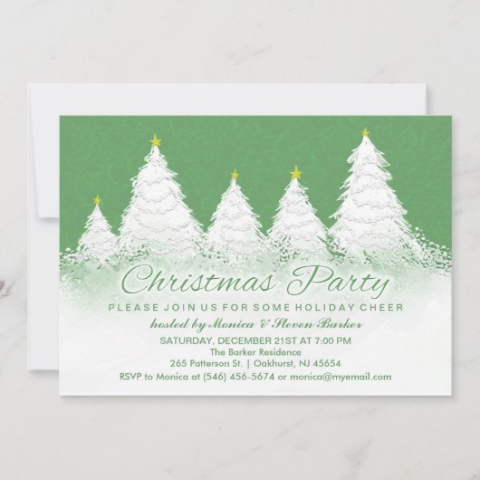 Invitation de la fête de Noël - Vert avec des arbr (Devant)