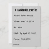 Invitation de la fête de Paintball (Conception 2) (Dos)