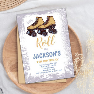 Invitation de la fête de patinage bleu modifiable