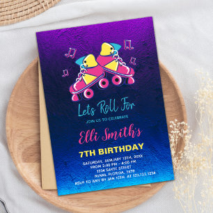 Invitation de la fête de patinage pour filles édit