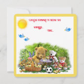 Invitation de la fête de pique-nique nounours (Dos)