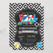 Invitation de la fête de piscine Black Splish Spla (Devant / Derrière)