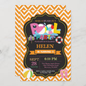 Invitation de la fête de piscine Orange Splish Spl (Devant / Derrière)