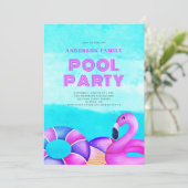 Invitation de la fête de piscine rose (Debout devant)
