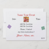 Invitation de la fête de Pizza (Dos)