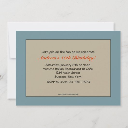 Invitation de la fête de Pizza (Dos)