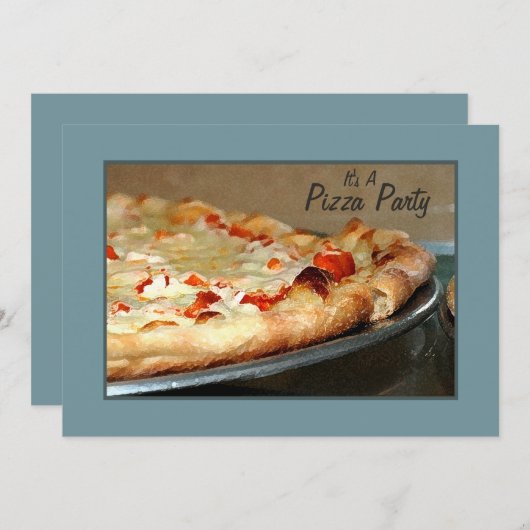 Invitation de la fête de Pizza (Devant / Derrière)