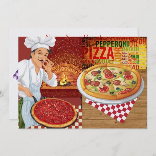 Invitation de la fête de Pizza (Devant / Derrière)