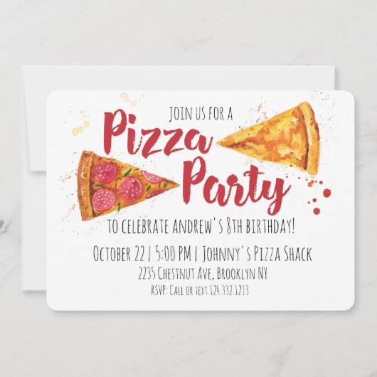 Invitation de la fête de Pizza (Devant)