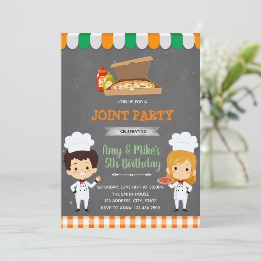 Invitation de la fête de Pizza (Debout devant)