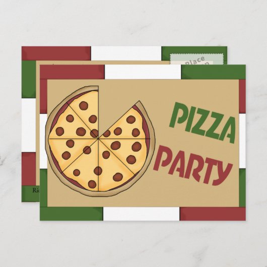 Invitation de la fête de Pizza (Devant / Derrière)