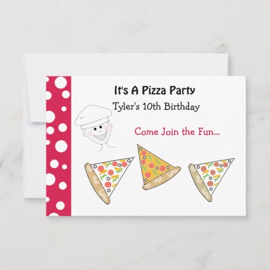Invitation de la fête de Pizza (Devant)