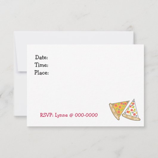 Invitation de la fête de Pizza (Dos)