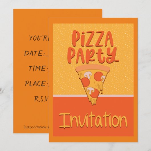Invitation de la fête de Pizza (Devant / Derrière)