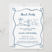 Invitation de la fête de plage dessinée à la main  (Devant)