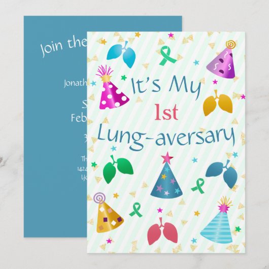Invitation de la fête de poumon - Bande verte (Devant / Derrière)
