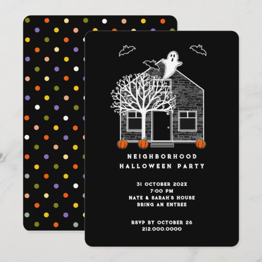 Invitation de la fête de quartier d'Halloween (Devant / Derrière)
