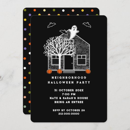 Invitation de la fête de quartier d'Halloween (Devant / Derrière)