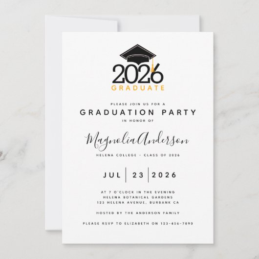 Invitation de la fête de remise des diplômes (Devant)